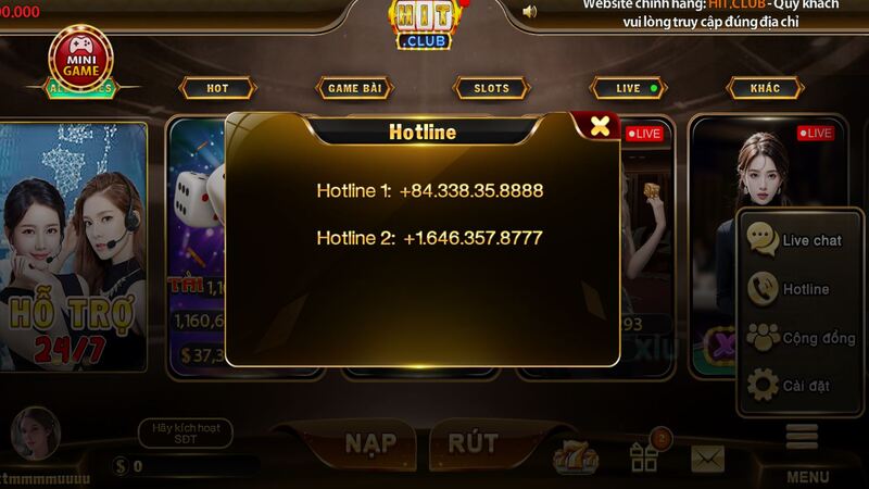 Có 2 kênh liên hệ với CSKH HIT CLUB