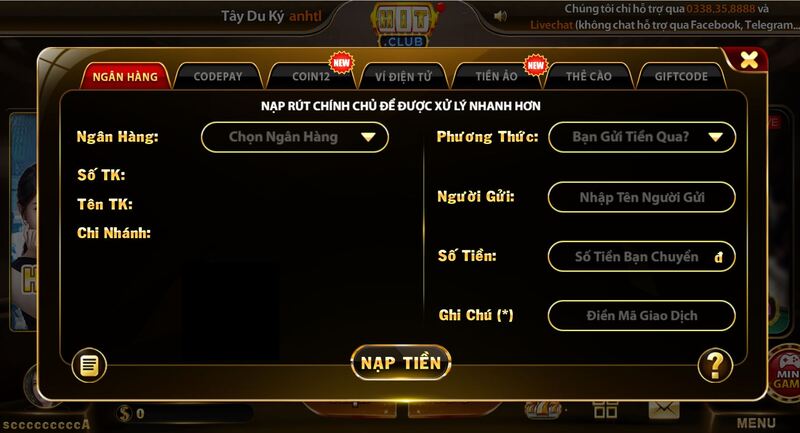 Nạp tiền HIT CLUB